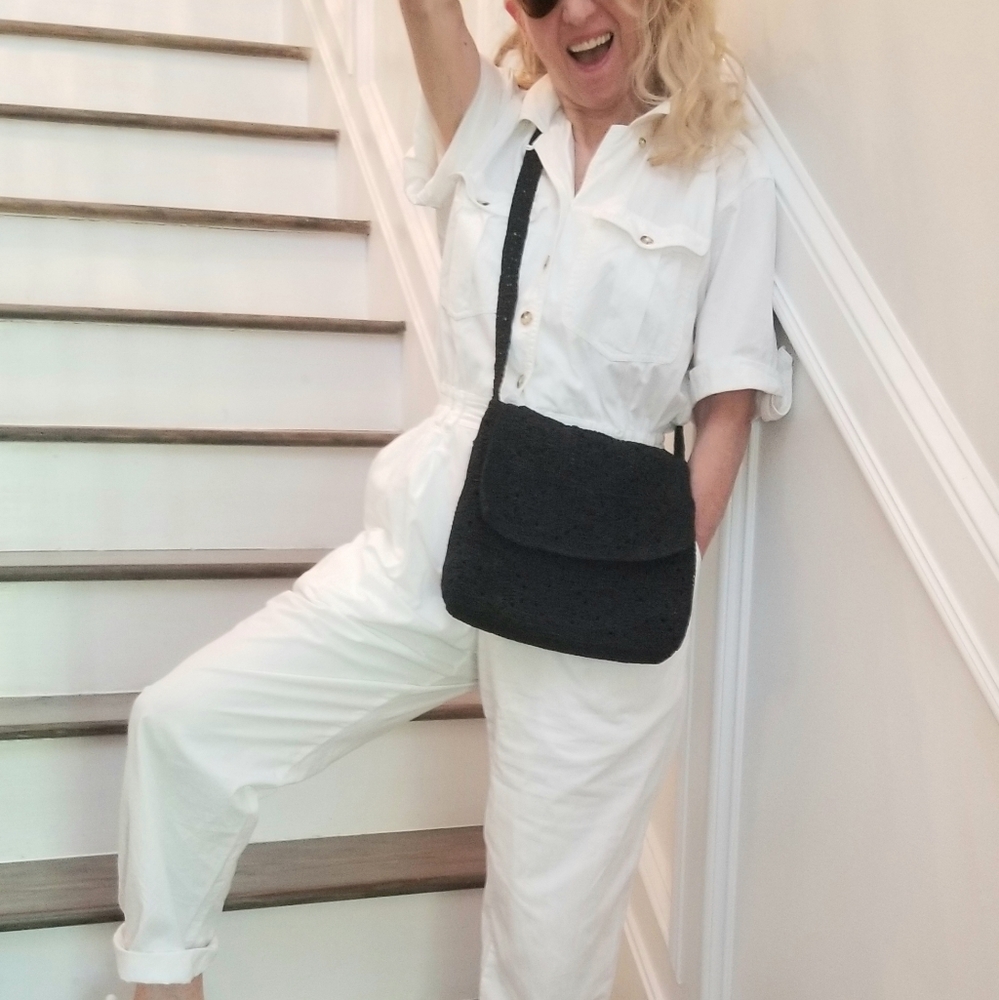 Frankie & Johnnie Black Crochet Crossbody Bag, $25